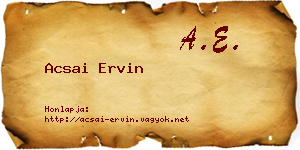 Acsai Ervin névjegykártya